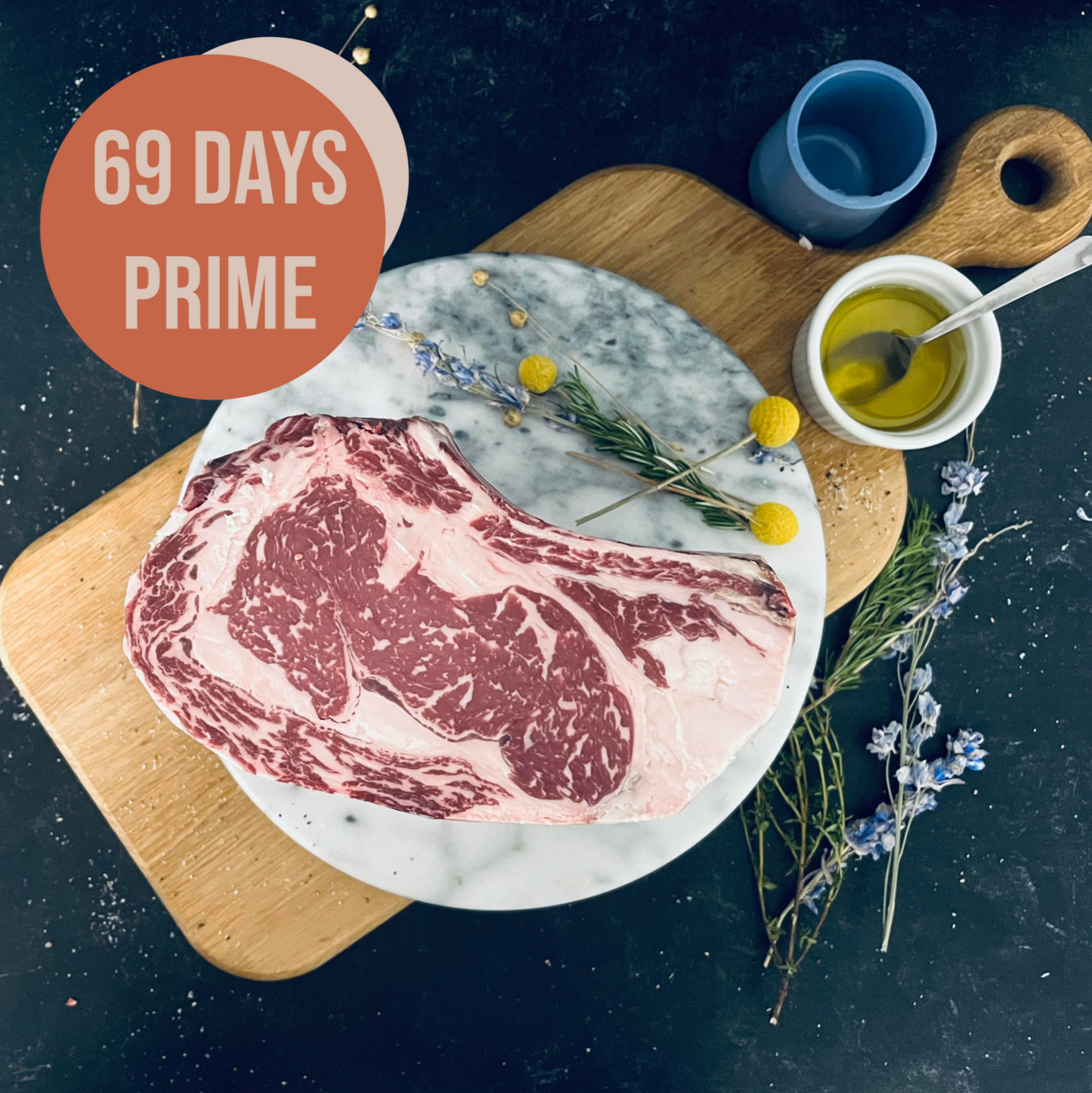 Prime Grain Finished - 1 Rib Roast - 69 Days Dry-Aged - Valentine's Day Edition