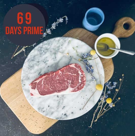 Prime Grain Finished - Boneless Ribeye Roast/Steak - 69 Days